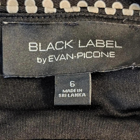 Evan Picone Black Label Women's Polka Dot Twist Bodycon Midi Dress Size 6 Black - Picture 11 of 13